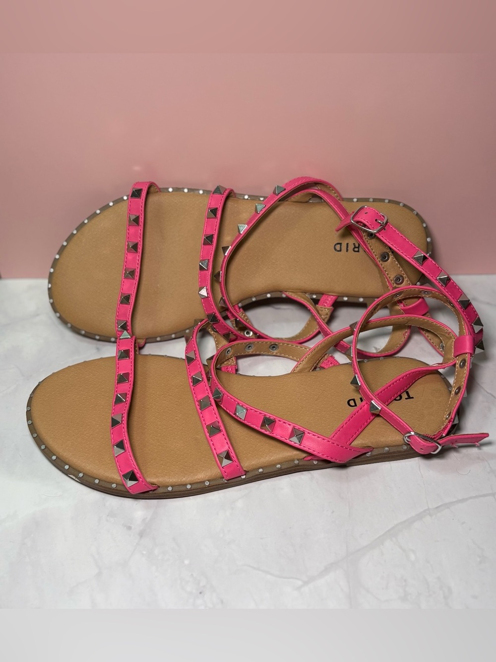 Torrid Women's Pink Studded Strappy Sandals - Size 10WW